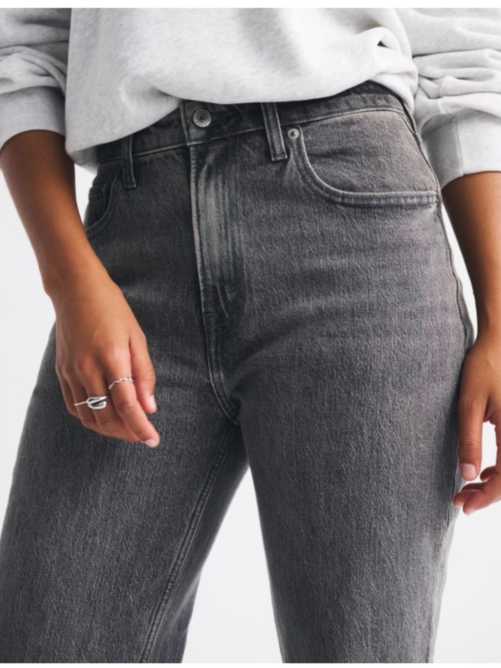 Abercrombie & Fitch Curve Love Gray High-Rise Skinny Jeans